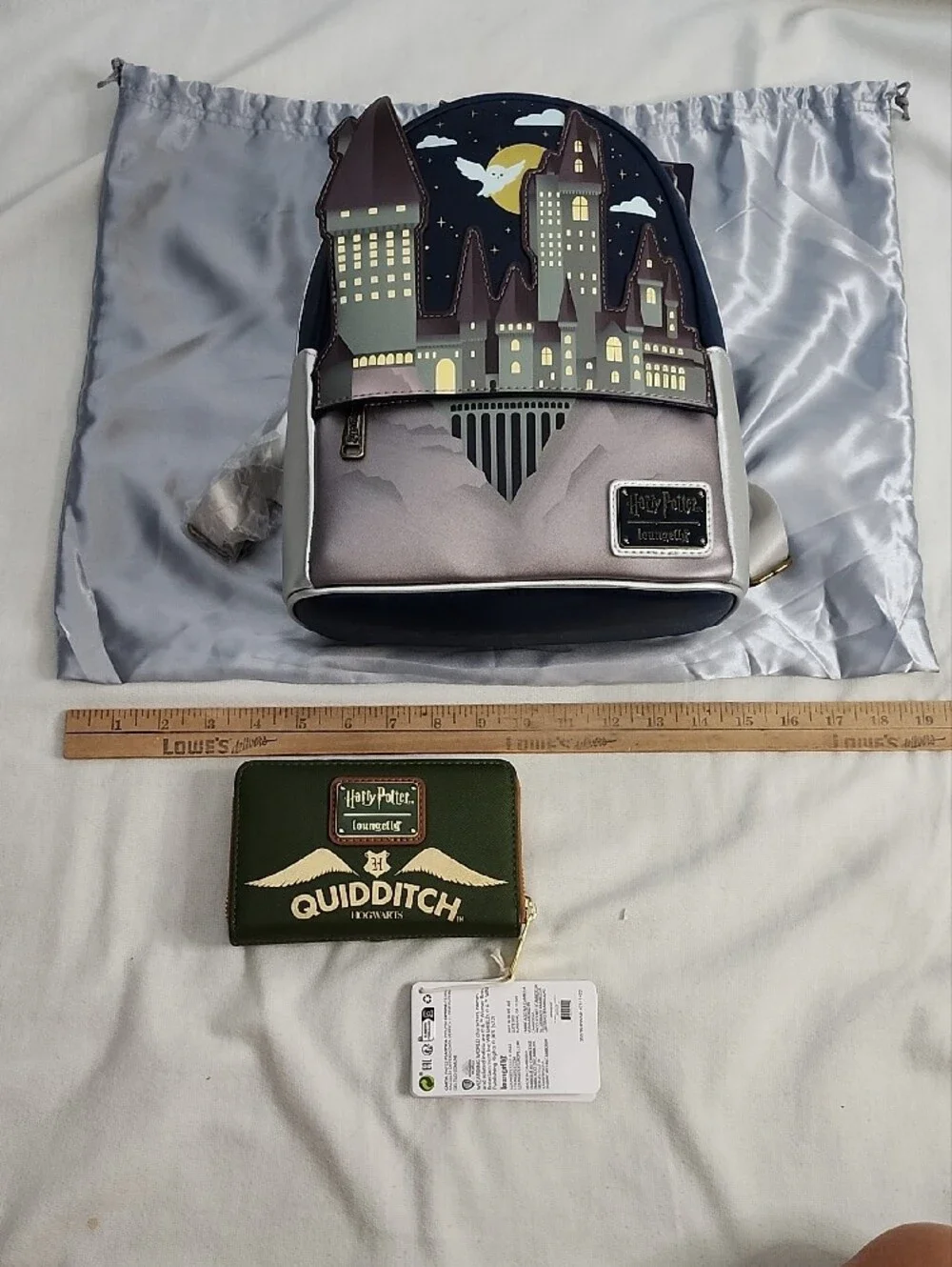 Loungefly Hogwarts Castle Mini Backpack and Golden Snitch Zip Wallet